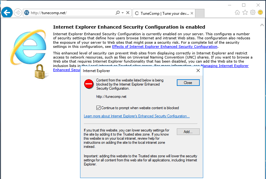 server 2016 internet explorer missing