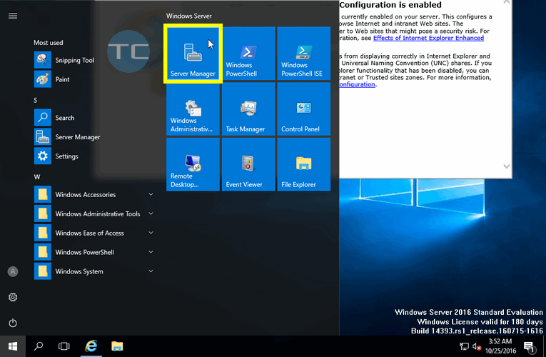 server 2016 internet explorer enhanced security disable