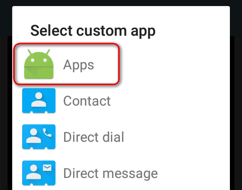 select custom app > apps