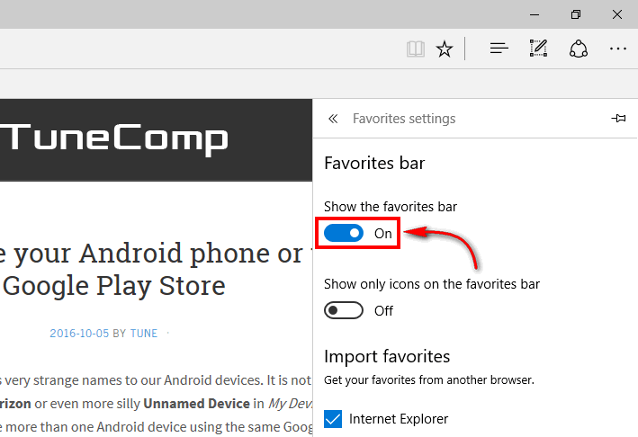 How to Enable the Favorites Bar in Edge