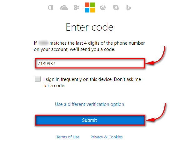 submit a security code