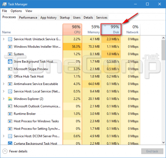 100% Disk Usage in Windows 10. How to fix?