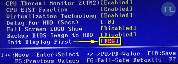 init display first in BIOS