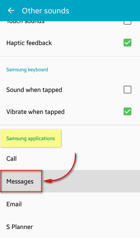 Samsung apps - messages