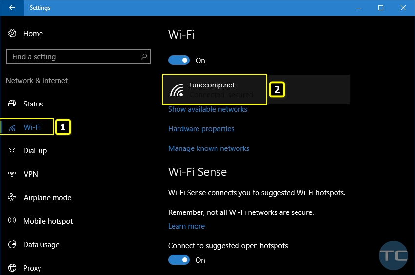 wi-fi connection settings