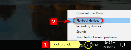 sound settings Windows 10 - playback devices