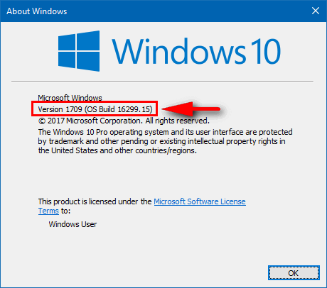 Windows 10 Fall Creators Update Version Build