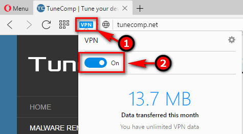 activate VPN in Opera