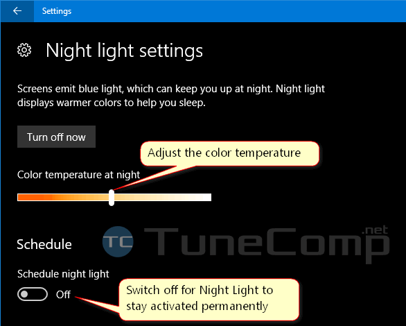 night light adjustments