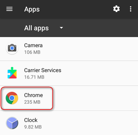 Chrome App in Apps