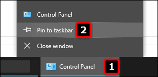 Pin Control Panel to Taskbar in Windows 10