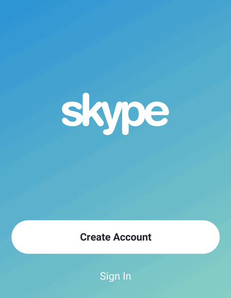 Skype 8 sign in screen