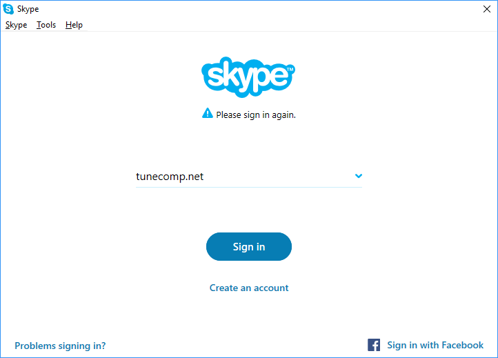 Skype - please sign in again