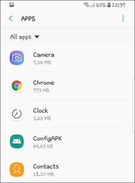 all apps Galaxy Android 8