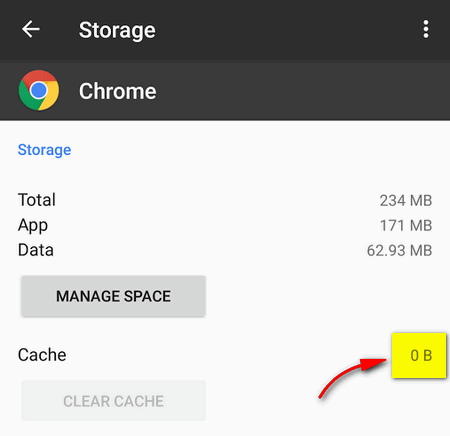 app cache cleared