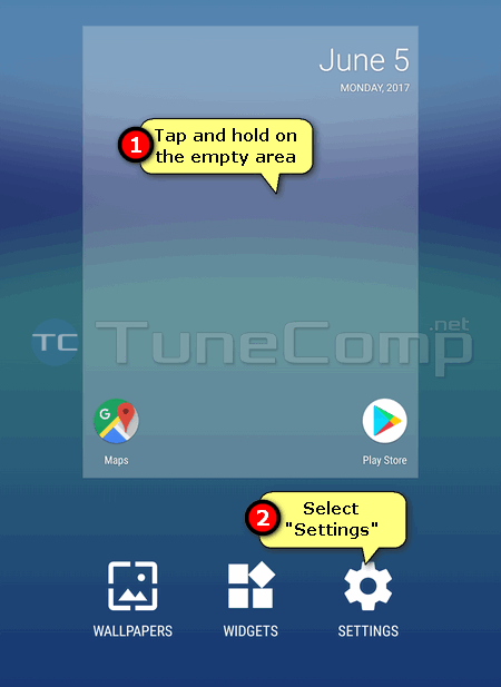 home screen settings Android 7