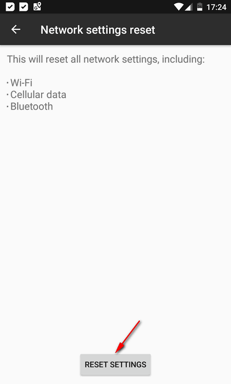 android reset network settings 