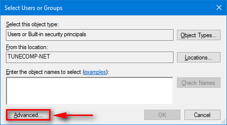 Select Users or Groups - Advanced