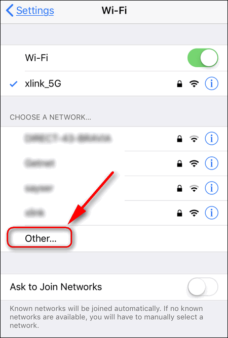 Wi-Fi other iPhone