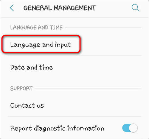 Language and input Galaxy S9