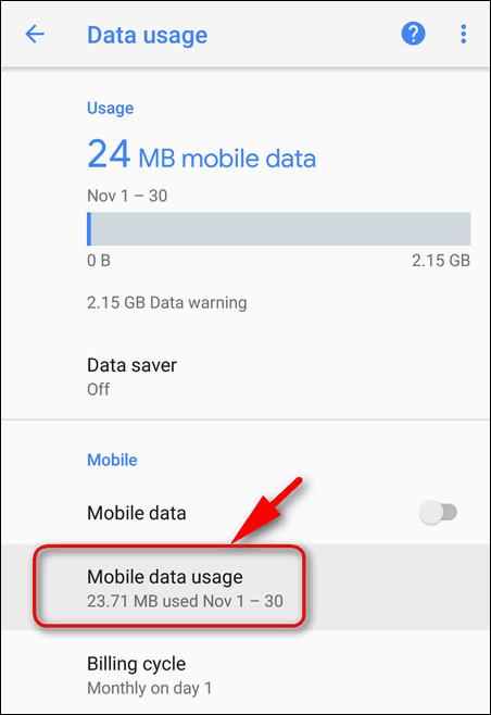 Mobile Data Usage Android