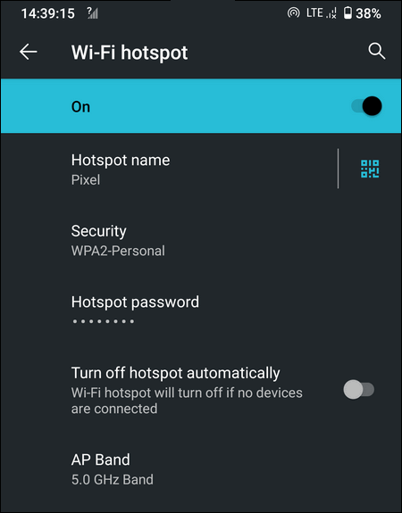 Wi-Fi hotspot Android 10