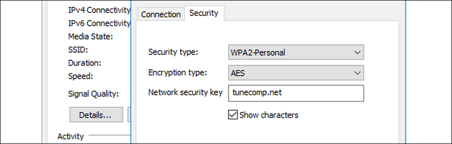 Wireless Network Security Key Windows 10