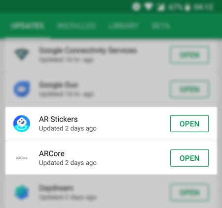 ARCore AR Stickers apps