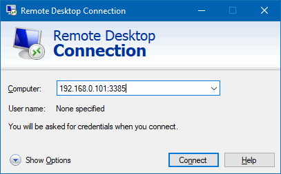 connect to RDP server non-standard port