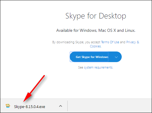 Skype 8.15 downloaded