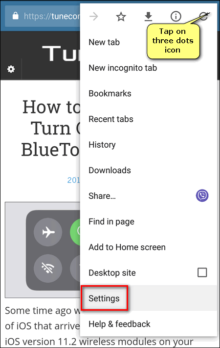 chrome settings Android