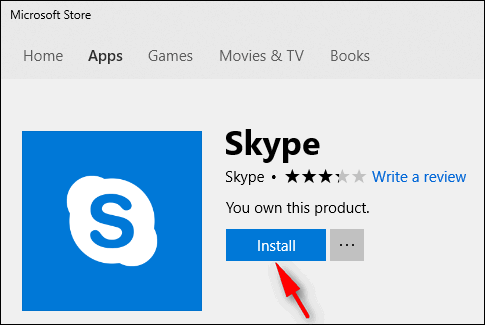 install Skype app from Microsoft Store