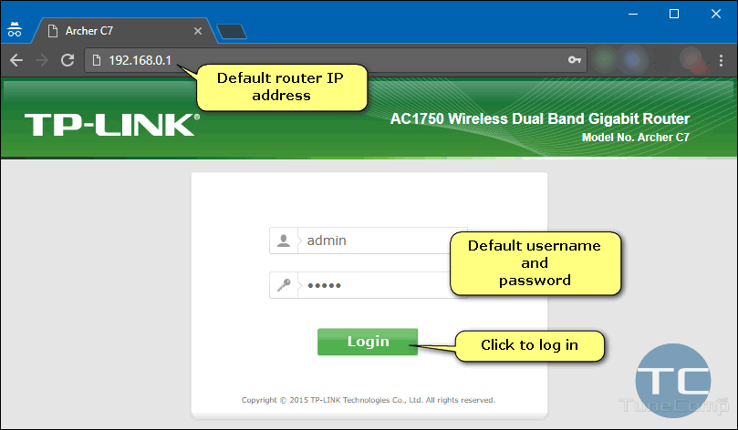 tp link router login and password