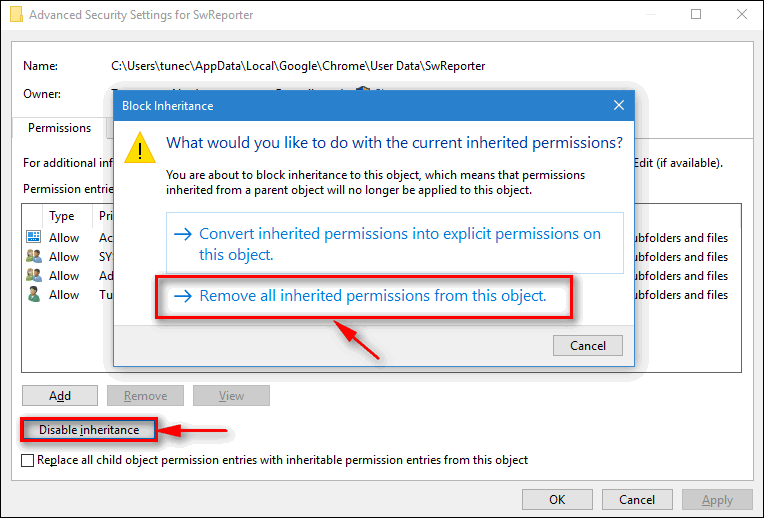 remove all inherited permissions