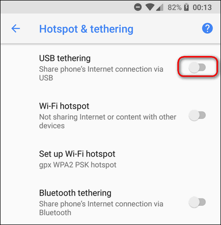 disable USB tethering