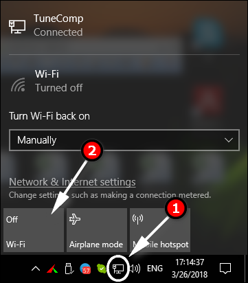 wi-fi button in Windows 10