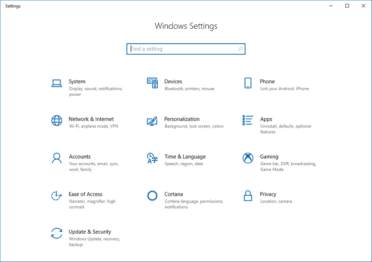 Spring Creators Update Settings App Look