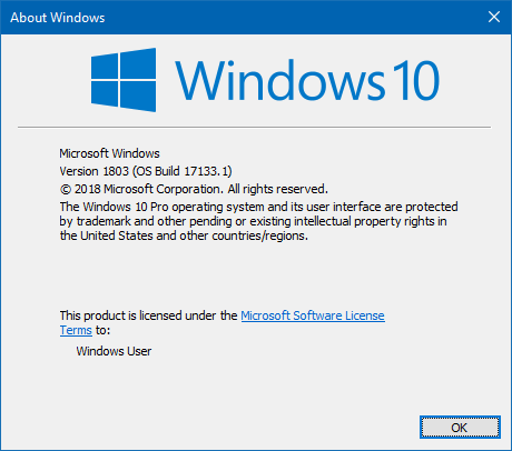 Windows 10 Spring Creators Update version 1803