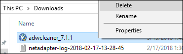 delete adwcleaner file