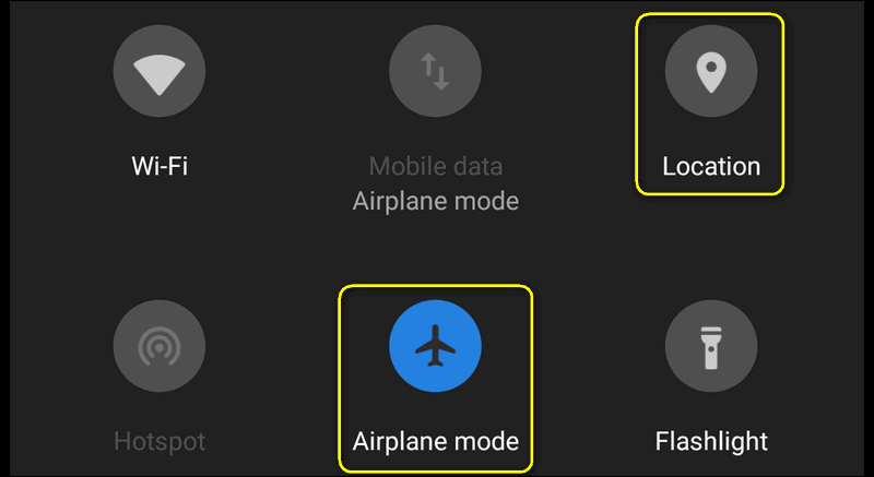 airplane mode location off