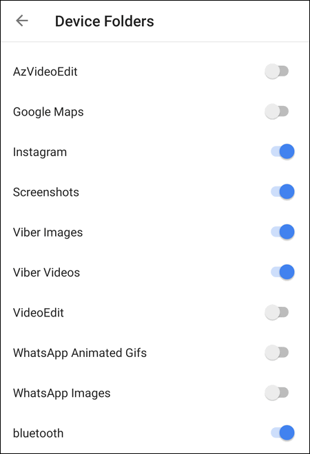 device folders to back up Google Photos