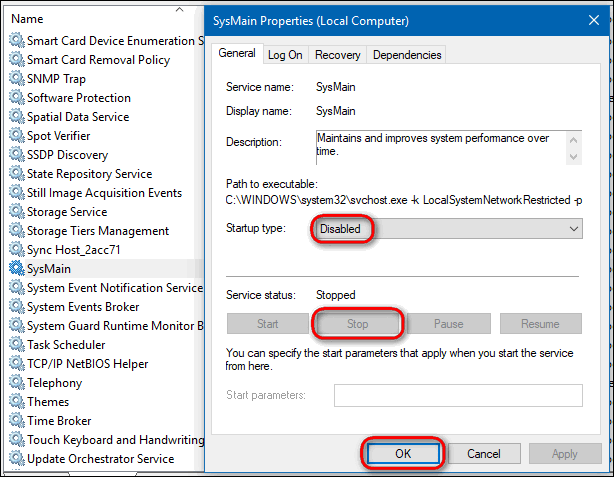 Can't Find the Superfetch Service on Windows 10. Now it is called SysMain