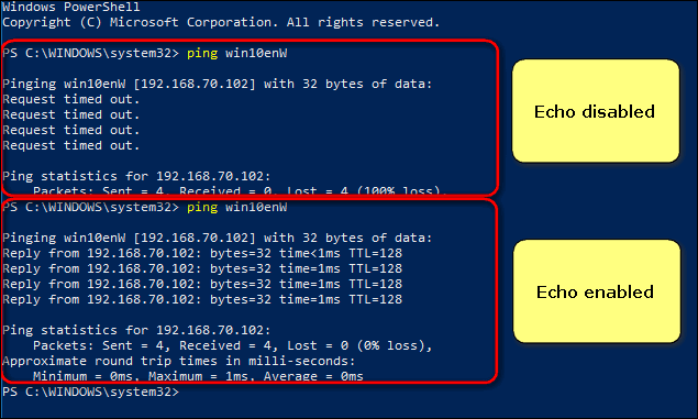 remote computer ping response