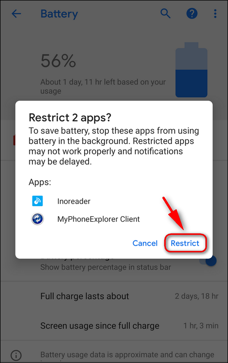 restrict apps Android 9