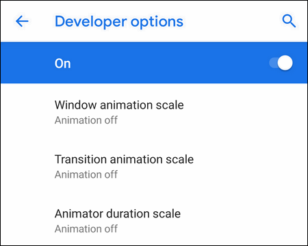 turn off animations on Android 9