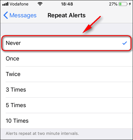 turn off repeat alerts iPhone