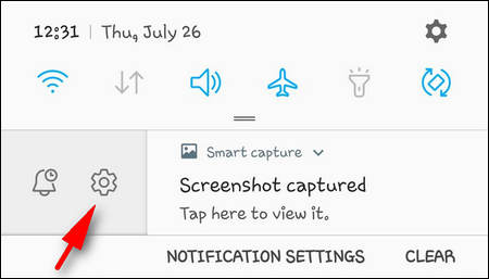 Samsung S9 screenshots notifications options