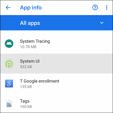 System UI app Android 9