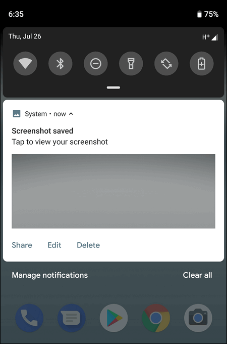 screenshot notification android 9