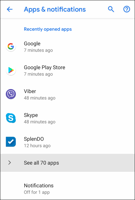 see all apps Android 9
